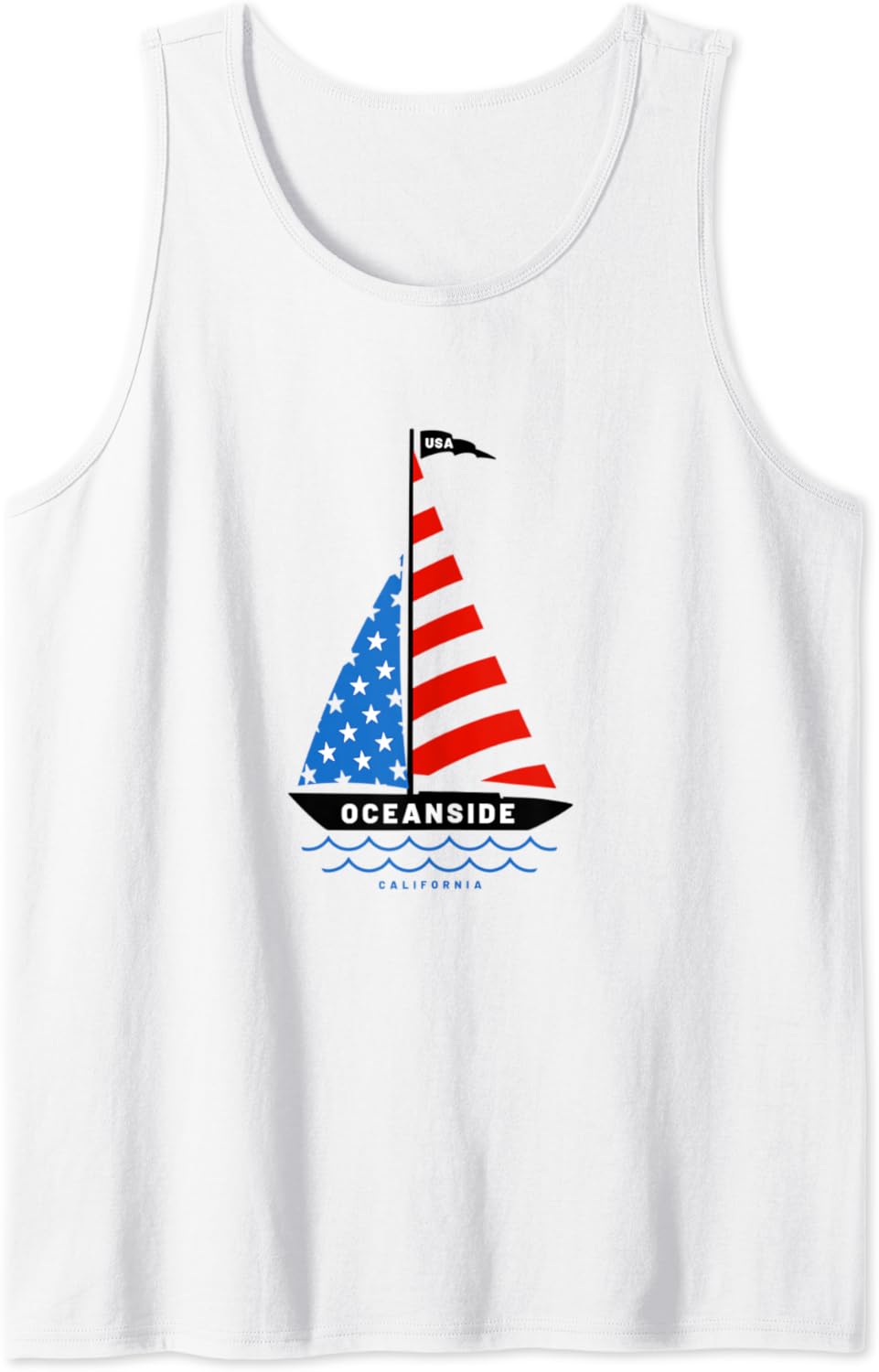 Oceanside California Flag Sailboat Tank Top Clothing